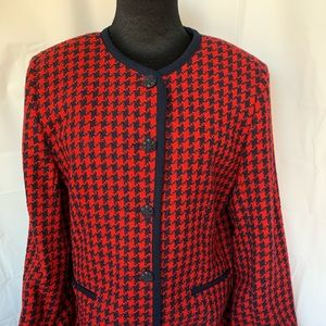 Alfred Dunner Red and Black Houndstooth Blazer